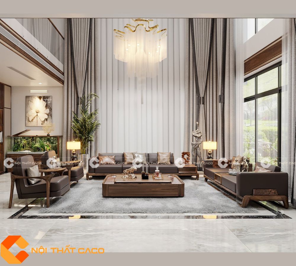 Bộ Sofa Gỗ Óc Chó Tự Nhiên Phong Cách Tối Giản - SFG054 
