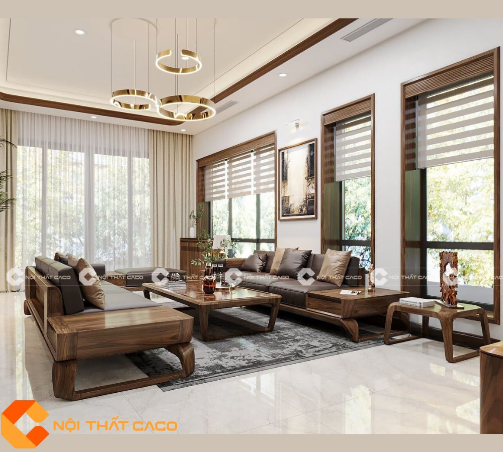 Bộ Sofa Gỗ Óc Chó Tự Nhiên Thanh Lịch Đẳng Cấp - SFG055 