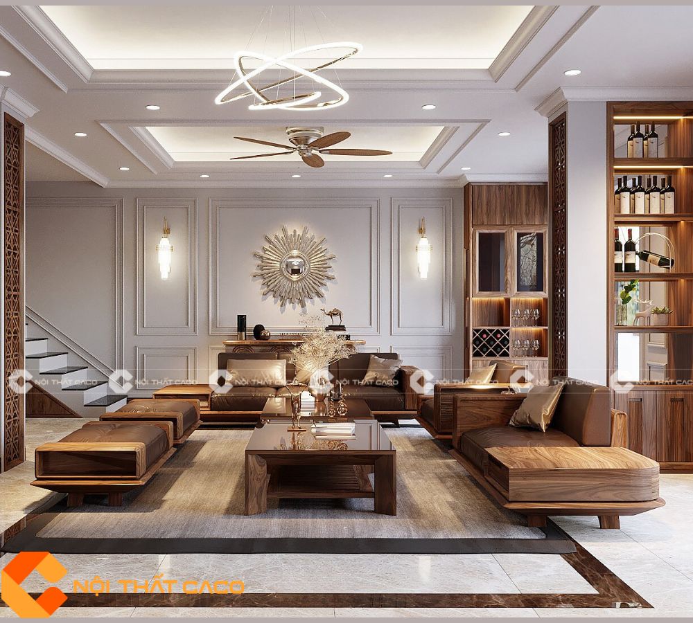 Bộ Sofa Gỗ Óc ChóTự Nhiên Thiết Kế Đồng Bộ Sang Trọng - SFG057 