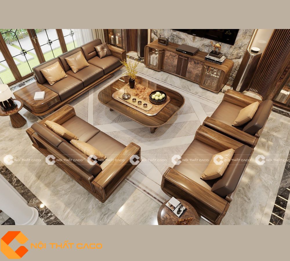 Bộ Sofa Gỗ Óc Chó Tự Nhiên Thiết Kế Tối Giản Bền Bỉ - SFG050 