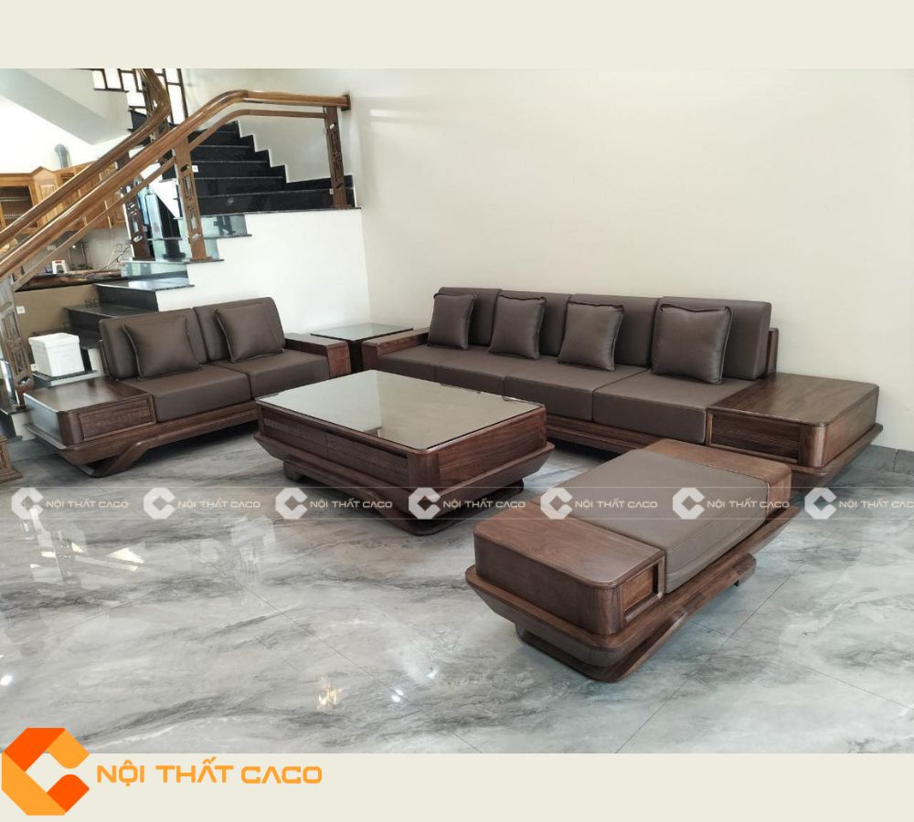 Bộ Sofa Gỗ Sồi Tự Nhiên Màu Trung Tính Thanh Lịch - SFG043 