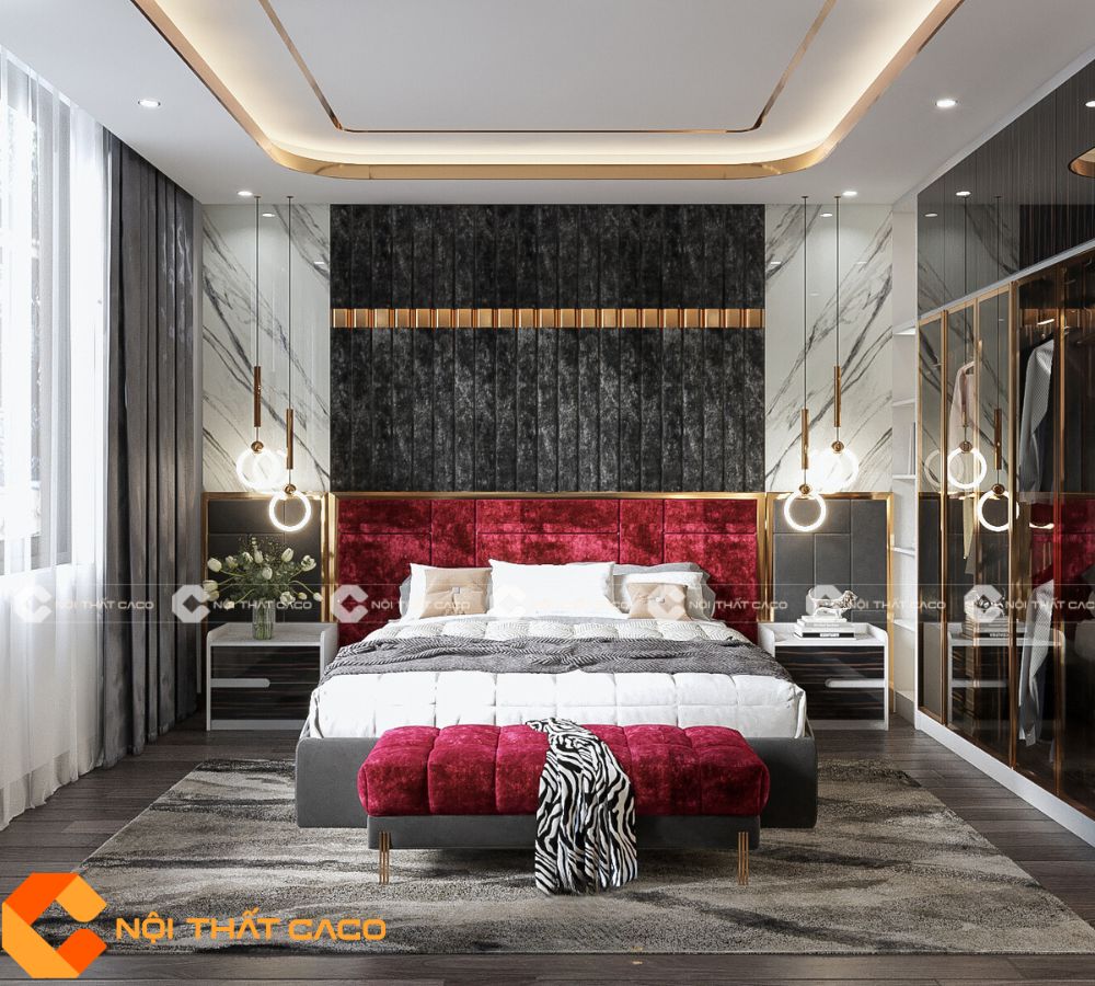 Combo Phòng Ngủ Kết Hợp Chi Tiết Màu Đỏ Sang Trọng - CBPN102 