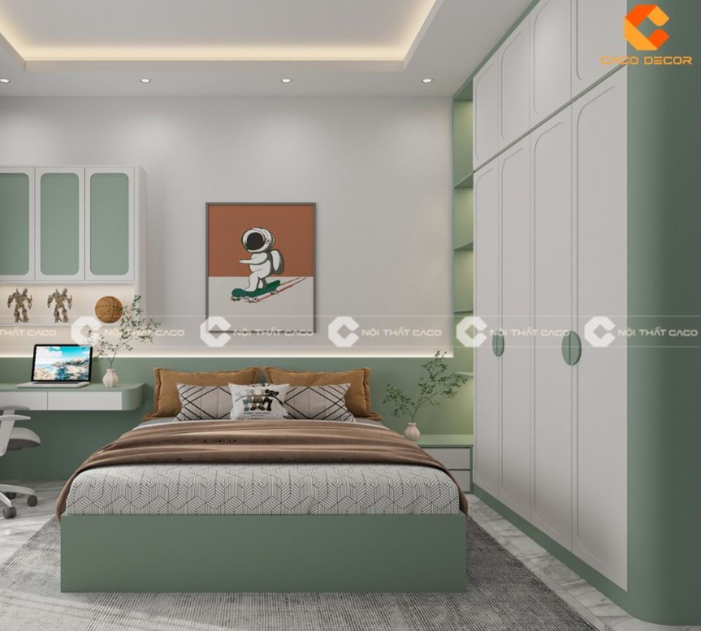 Combo Phòng Ngủ Trẻ Em Màu Xanh Mint Đẹp Mắt - PNTE063 