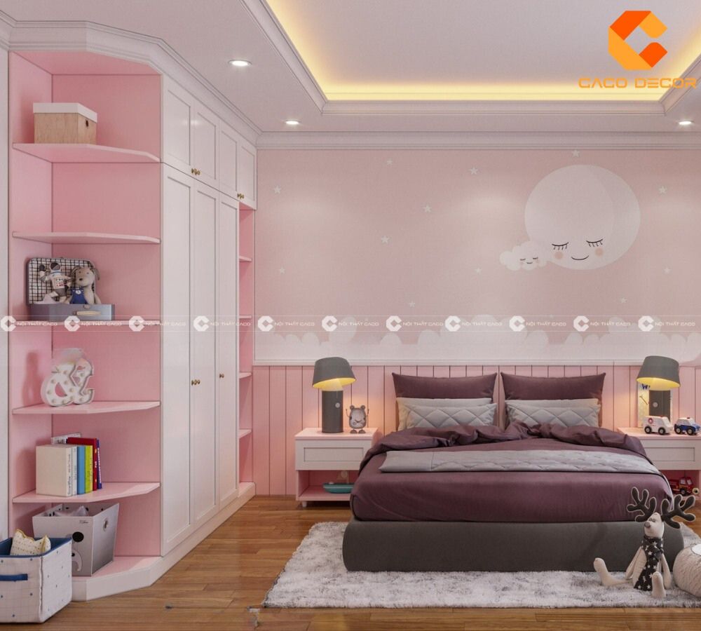 Combo Phòng Ngủ Trẻ Em Màu Hồng Đẹp Mắt Dễ Thương - PNTE061 
