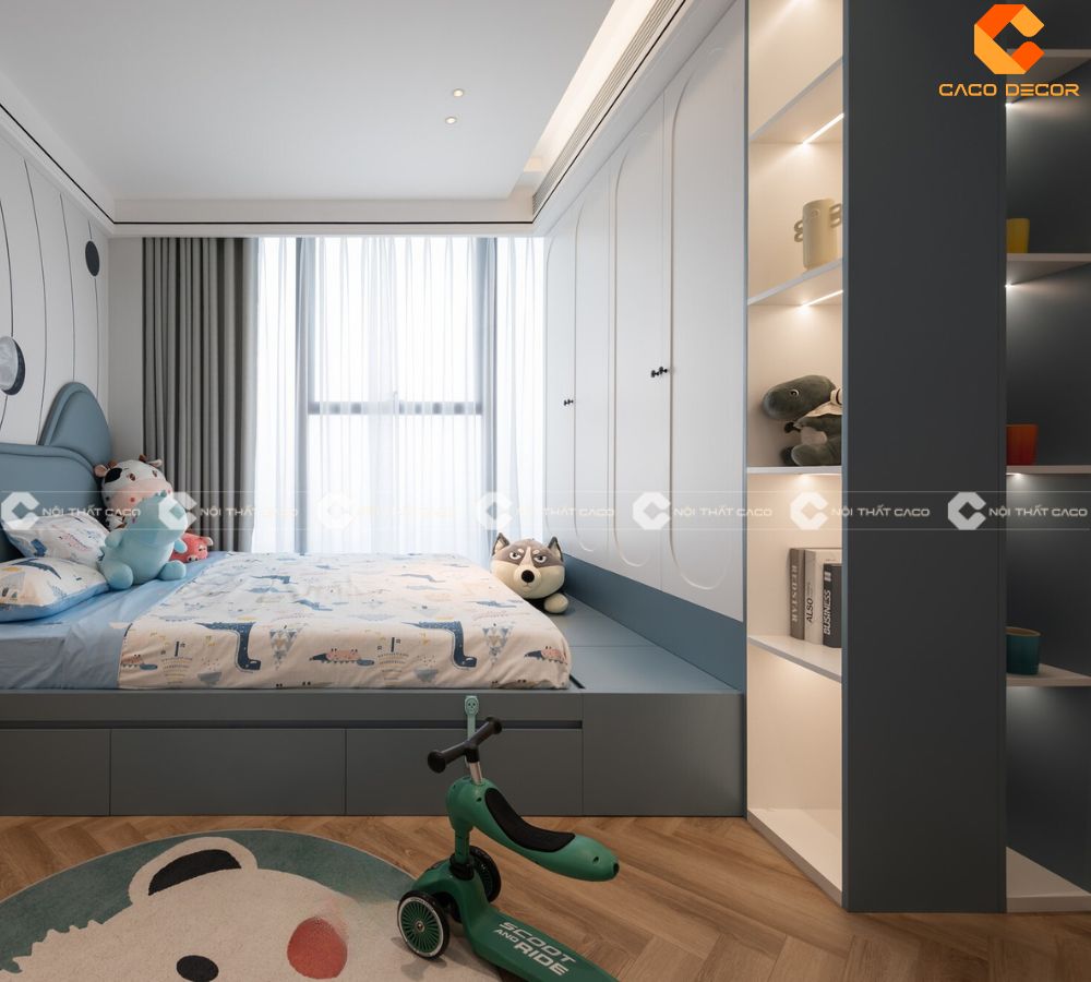 Combo Phòng Ngủ Trẻ Em Màu Xanh Dương Cho Bé Trai - PNTE064 