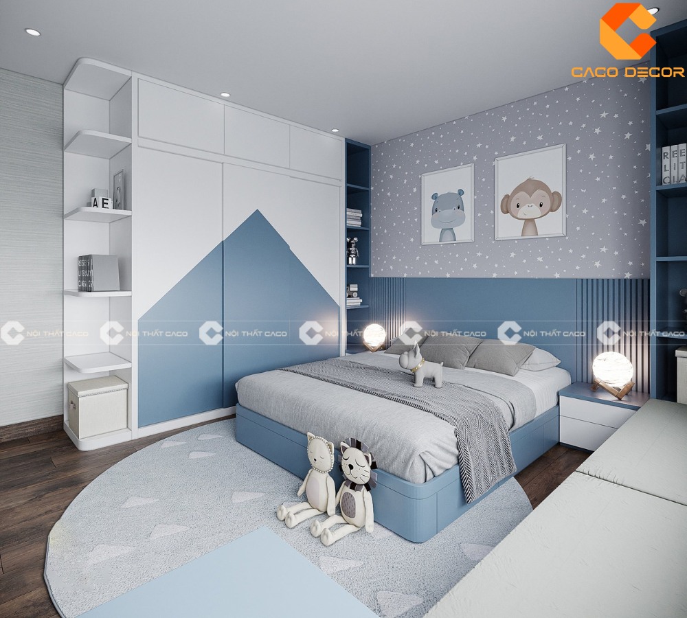 Combo Phòng Ngủ Trẻ Em Tone Xanh Dương Hiện Đại - PNTE073 