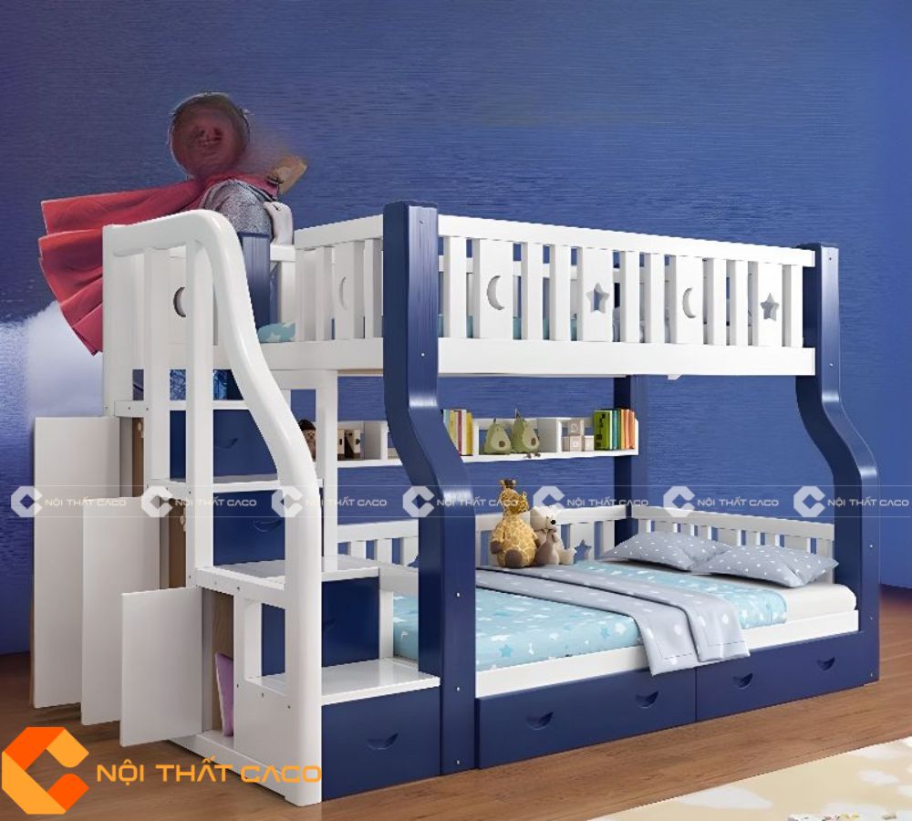 Giường Tầng Gỗ Tự Nhiên Tích Hợp Tủ Áo Tiện Lợi - GTTN09 