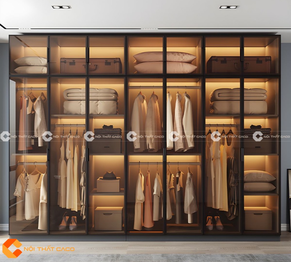 Tủ Áo Cánh Kính Thiết Kế Tối Giản Tone Đen Thanh Lịch - TAK073 