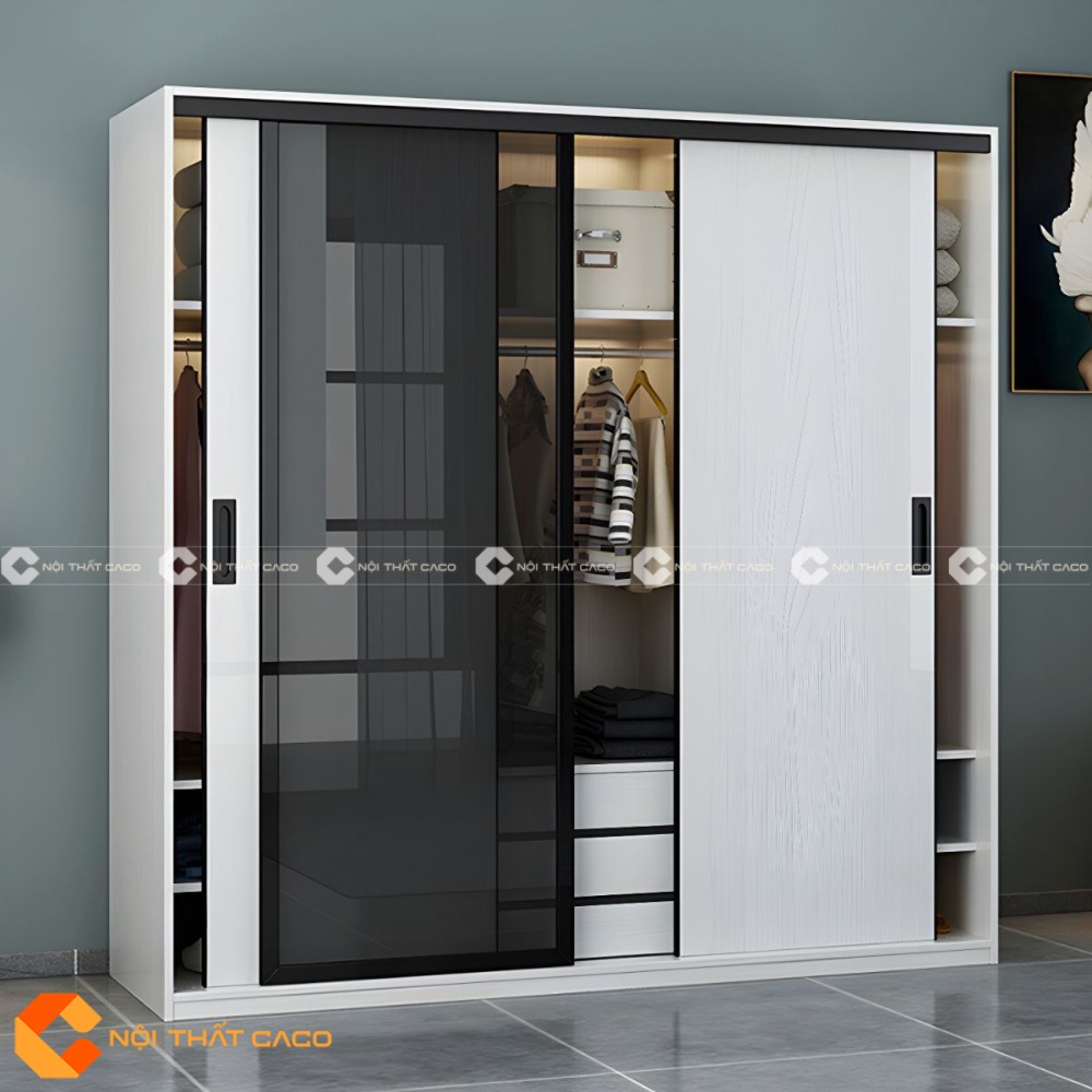 Tủ Áo Cánh Kính Hiện Đại Tone Trắng Sang Trọng Tinh Tế - TAK089 