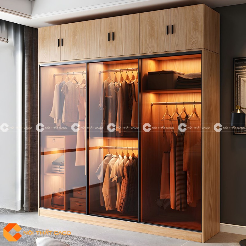 Tủ Áo Cánh Kính Tone Nâu Sang Trọng Thanh Lịch - TAK082 