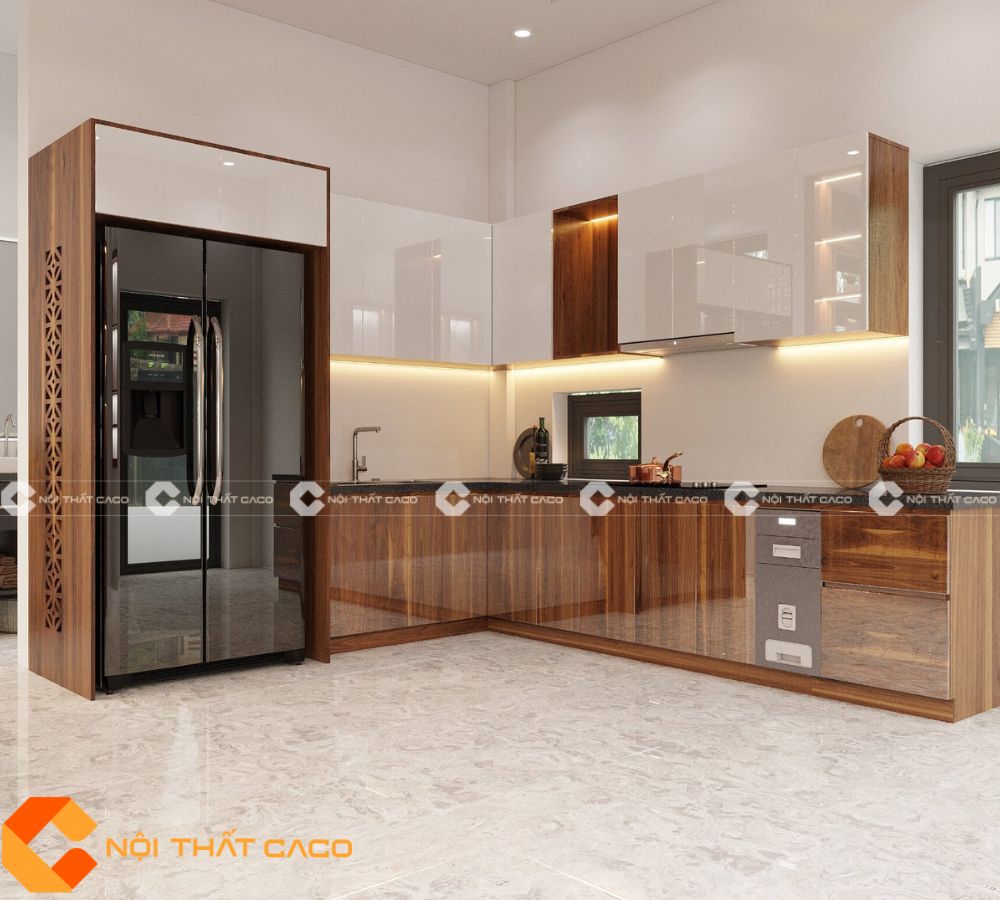 Tủ bếp Acrylic Bóng Gương Sang Trọng Và Bền Đẹp - TBA060 