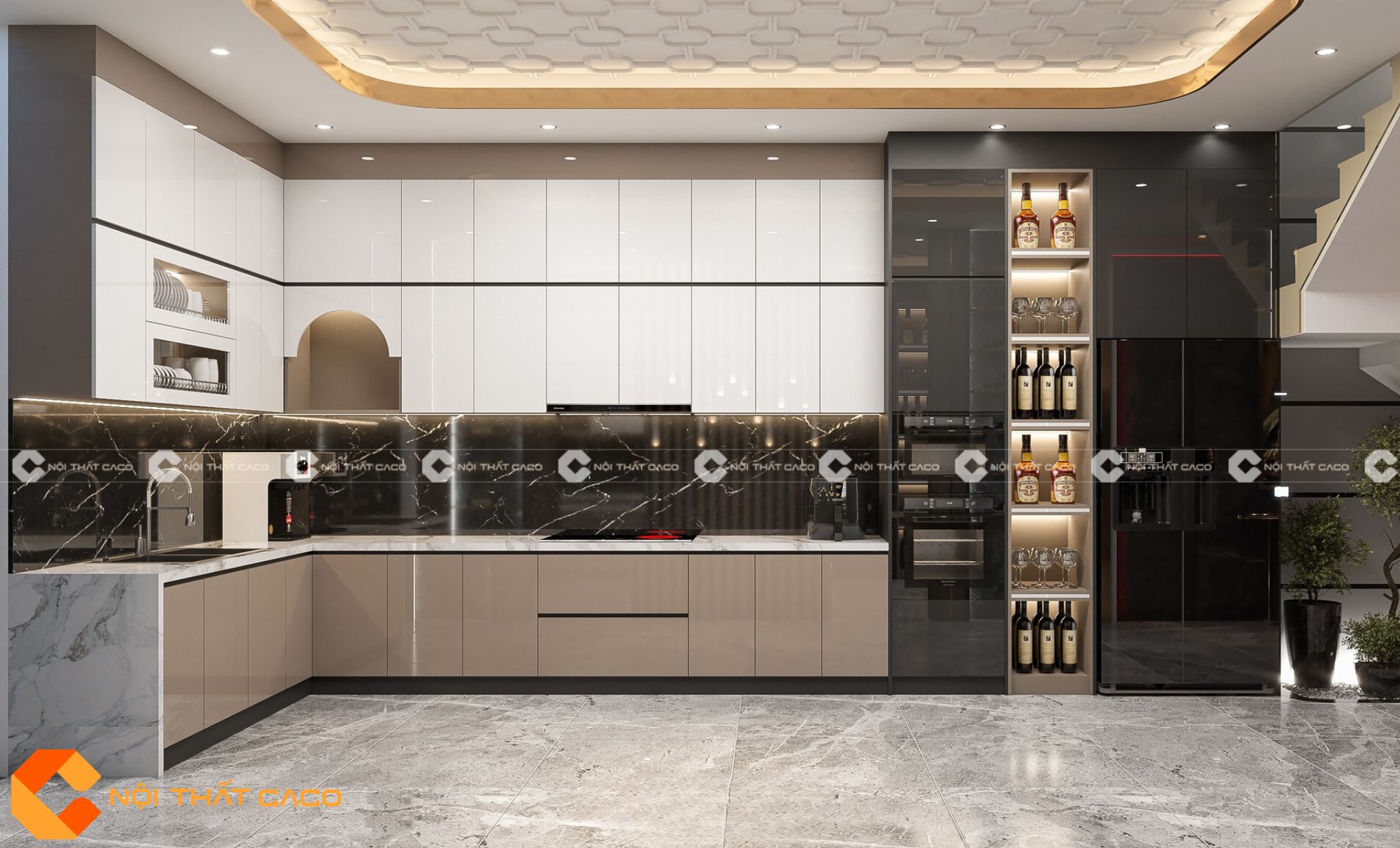 Tủ bếp Acrylic Dễ Dàng Vệ Sinh Và Chịu Nhiệt Cao - TBA073 