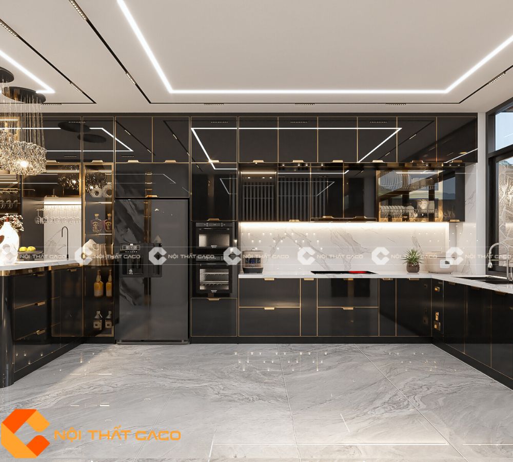 Tủ bếp Acrylic Gỗ MDF Màu Sắc Trang Nhã Thanh Lịch - TBA064 