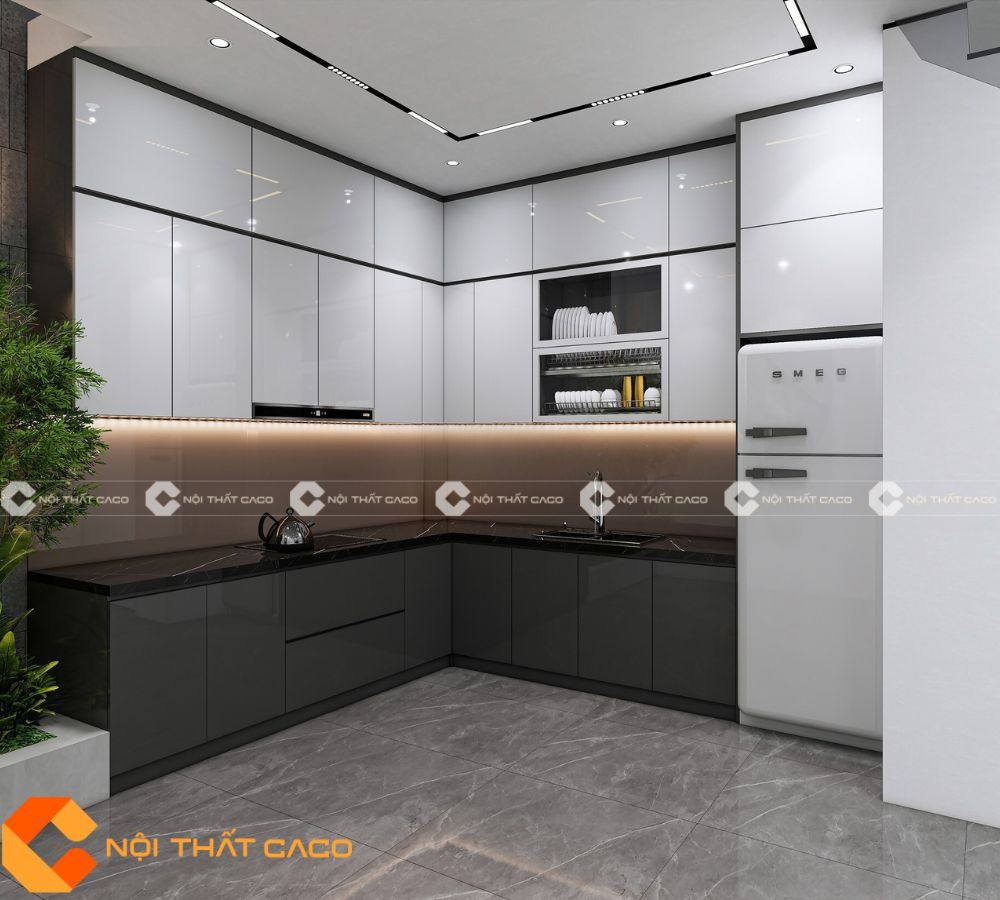 Tủ Bếp MDF Thiết Kế Chữ L Cao Cấp, Sang Trọng - TBM064 