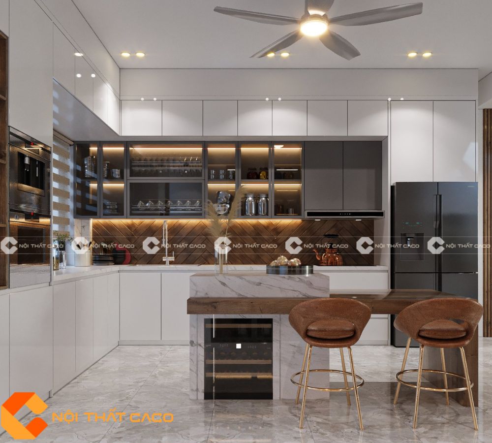 Tủ Bếp Gỗ Công Nghiệp MDF Lõi Xanh Cao Cấp-TBM044 