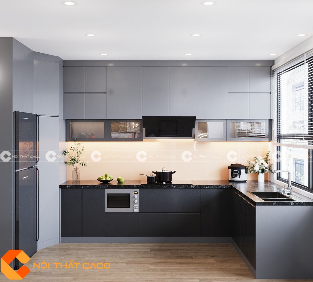 Tủ Bếp Gỗ Công Nghiệp MDF Lõi Xanh Cao Cấp-TBM048 