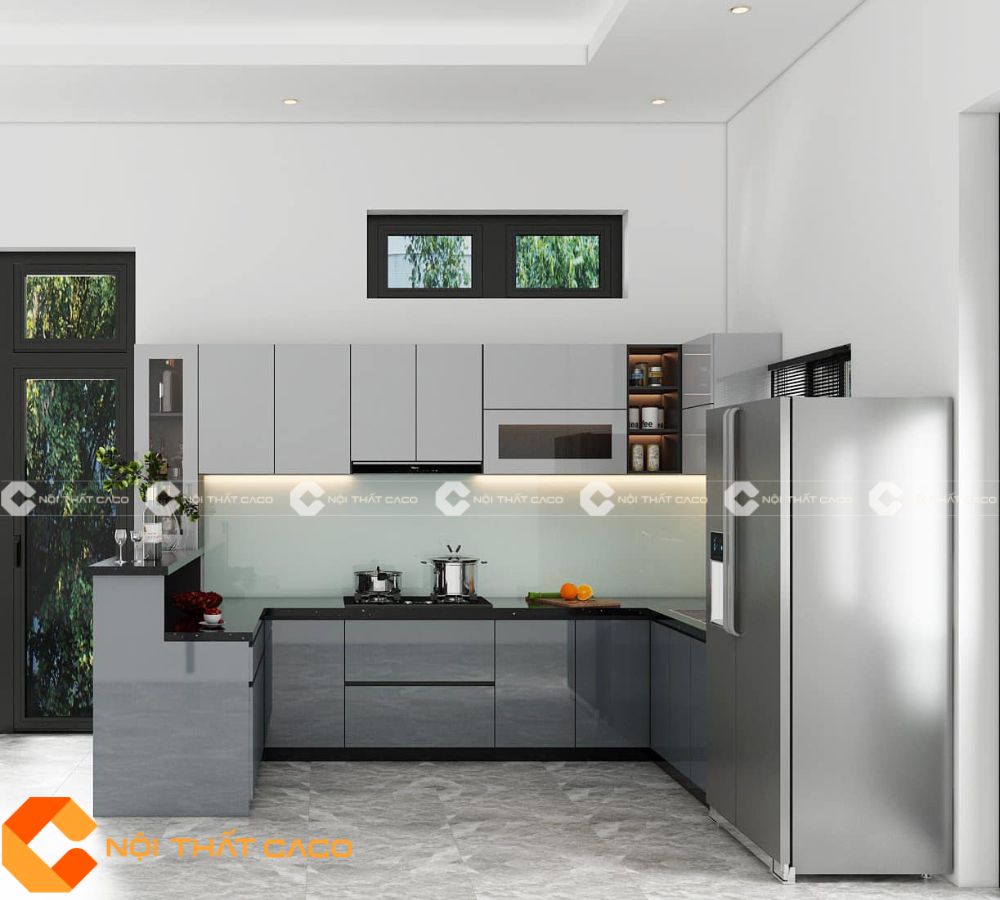 Tủ Bếp Gỗ Công Nghiệp MDF Lõi Xanh Cao Cấp - TBM052 