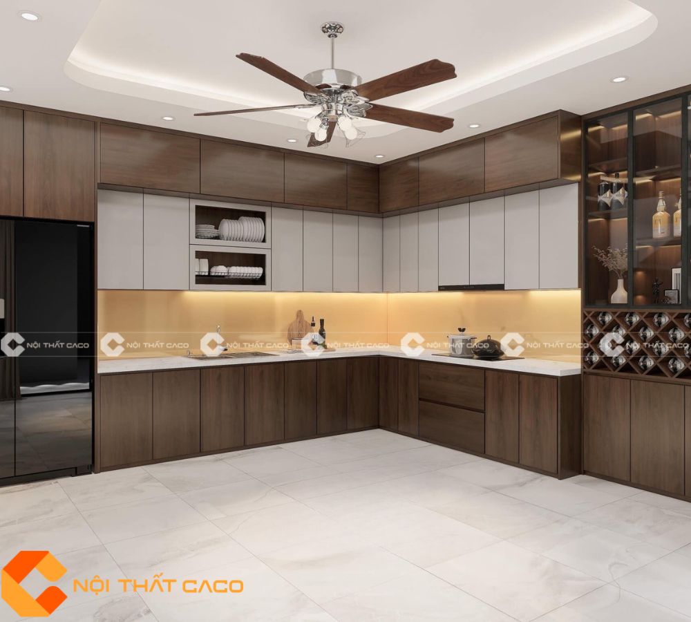 Tủ Bếp Gỗ Công Nghiệp MDF Lõi Xanh Cao Cấp - TBM056 