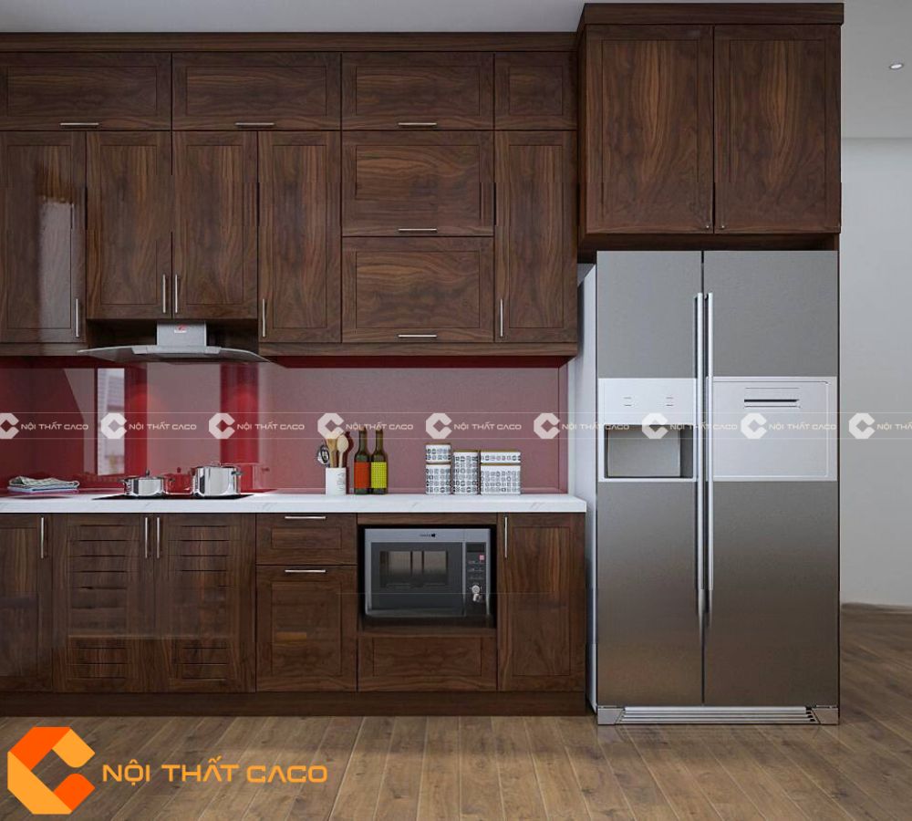 Tủ Bếp Gỗ Óc Chó Màu Nâu Sang Trọng Tinh Tế - TBTN065 