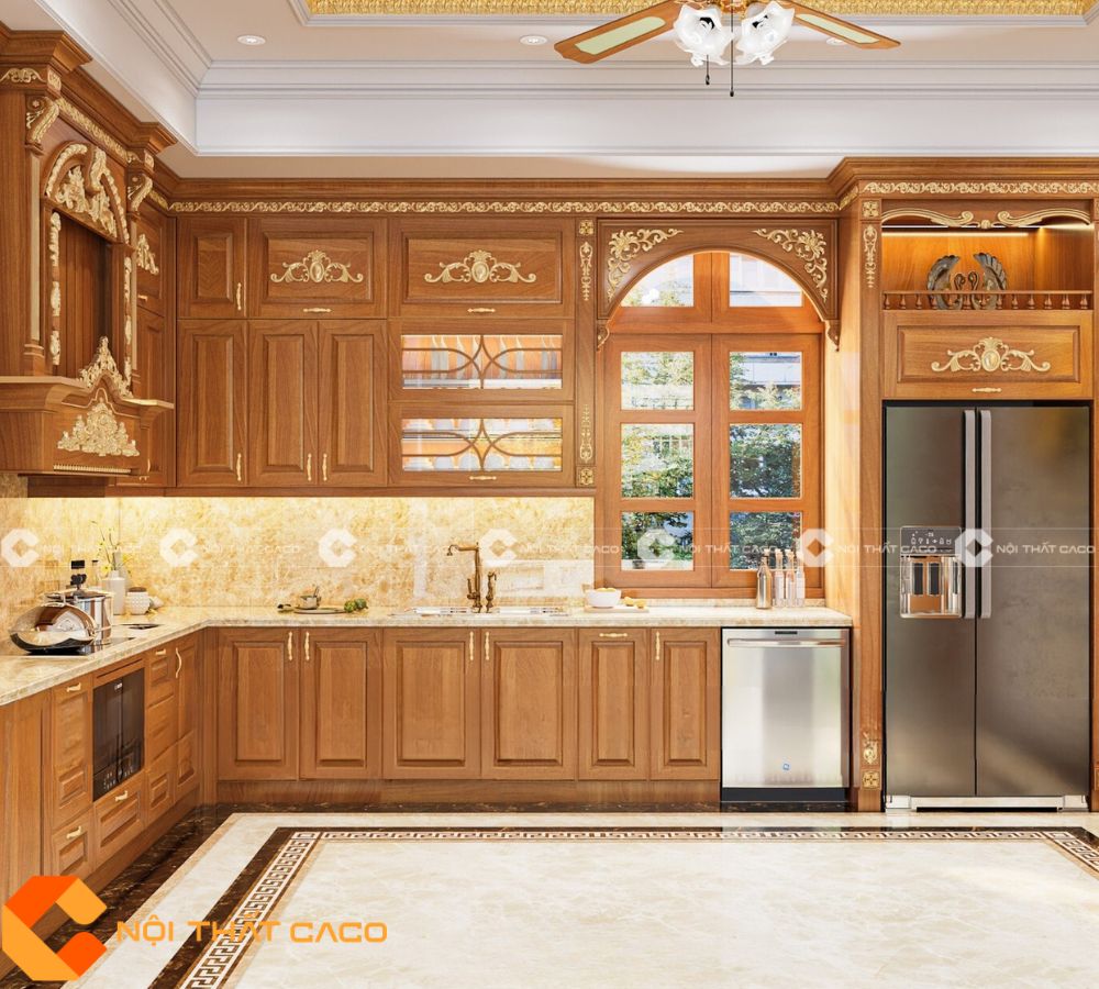 Tủ Bếp Gỗ Sồi Thiết Kế Sang Trọng, Tinh Tế - TBTN049 