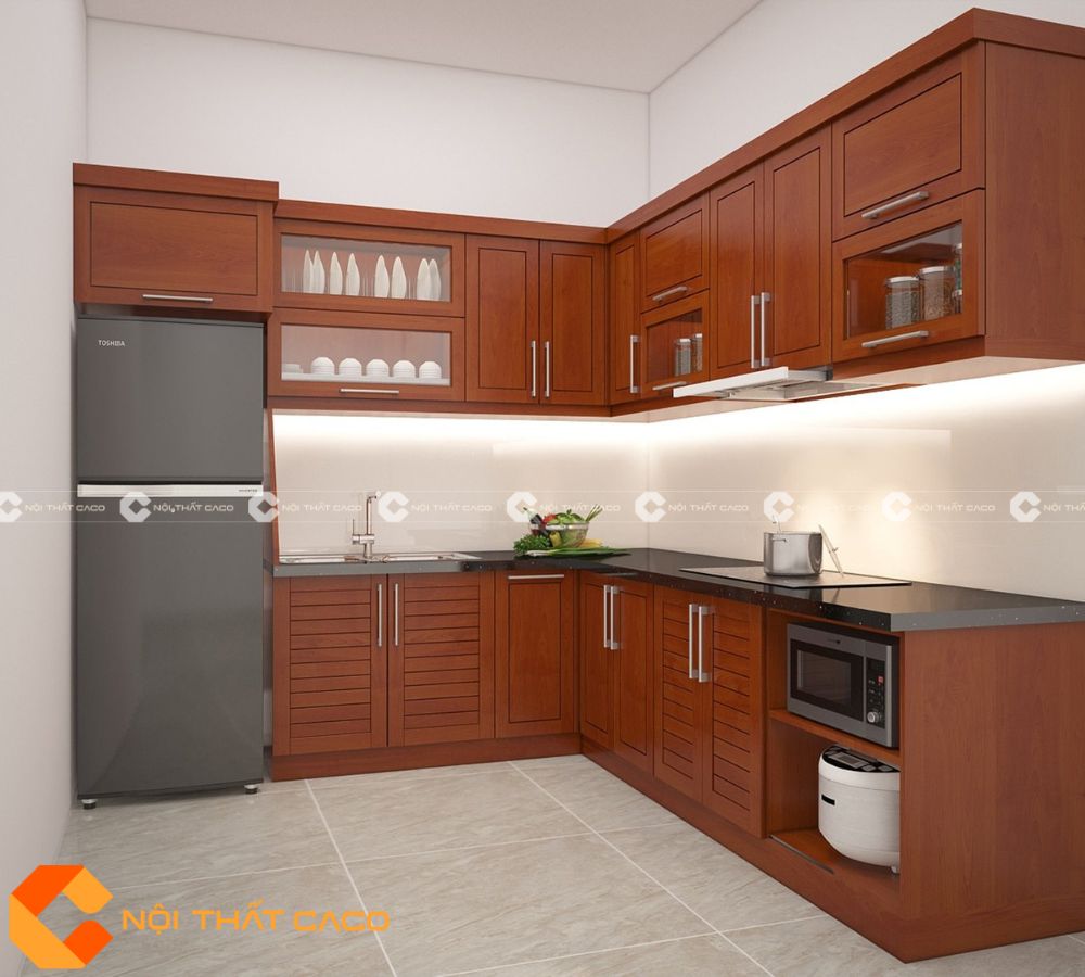 Tủ Bếp Gỗ Xoan Đào Kiểu Dáng Đa Dạng Sang Trọng - TBTN064 
