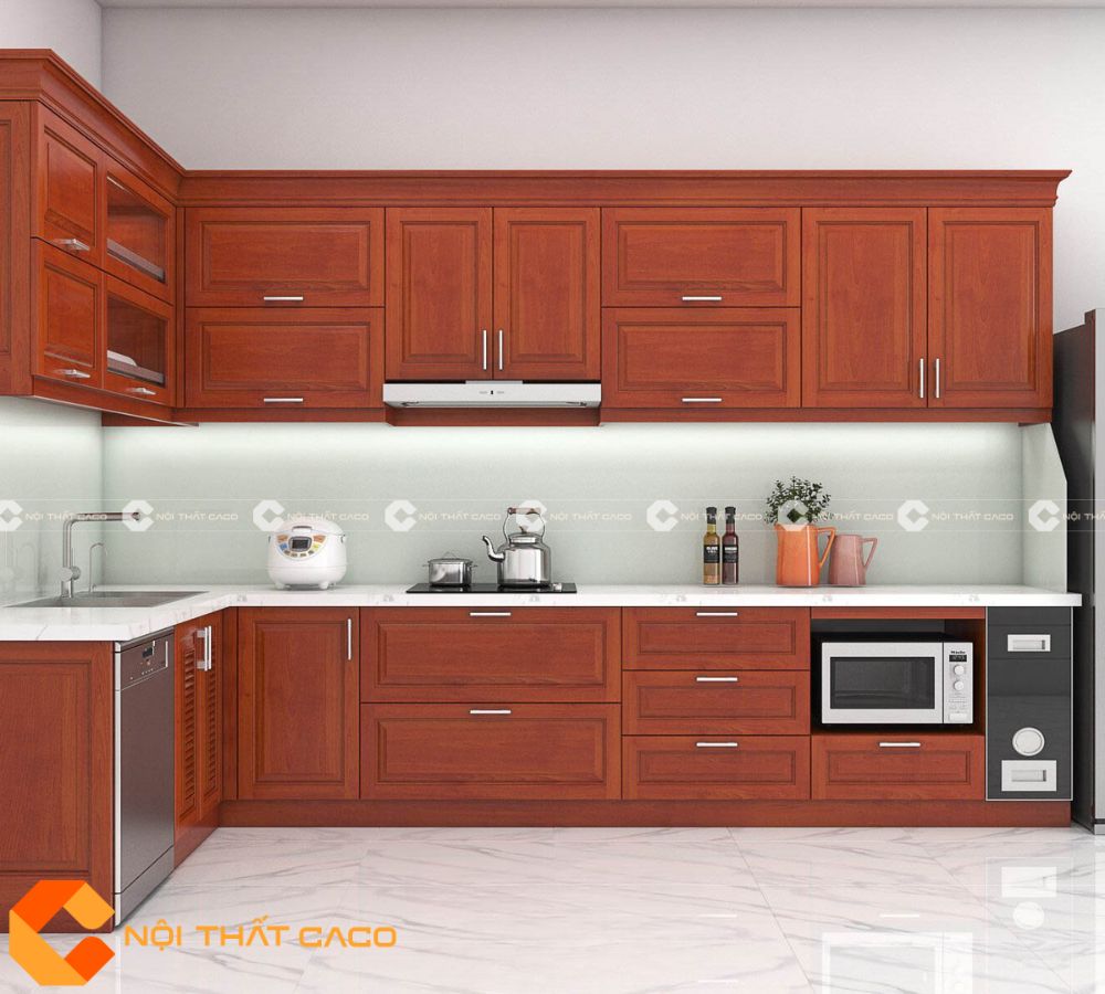 Tủ Bếp Gỗ Xoan Đào Thiết Kế Tối Giản Hiện Đại  - TBTN063 