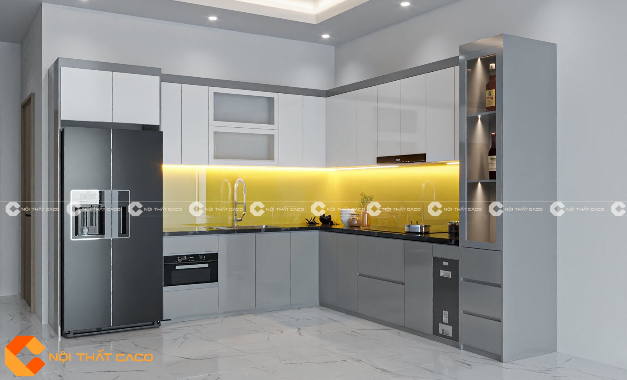 Tủ bếp MDF Chất Liệu Cao Cấp Chống Ẩm Mốc Bền Đẹp - TBM077 
