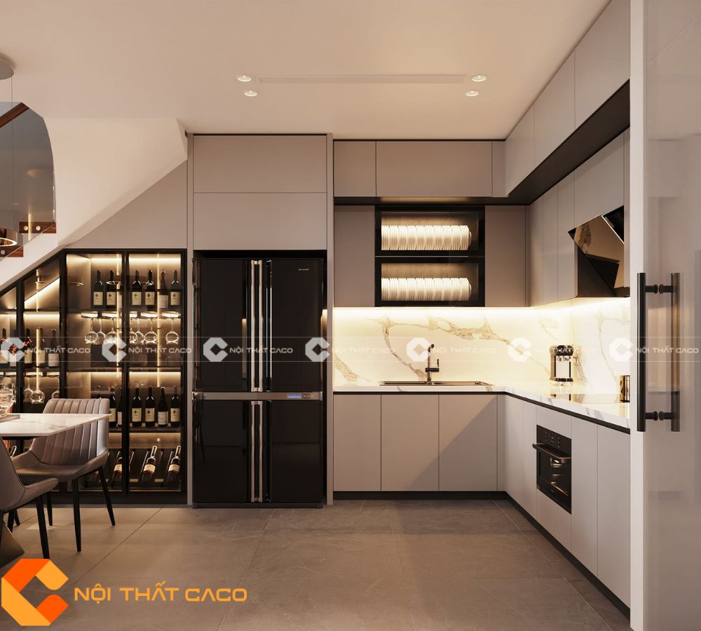 Tủ bếp MDF Chữ L Chất Lượng Cao Thanh Lịch - TBM076 