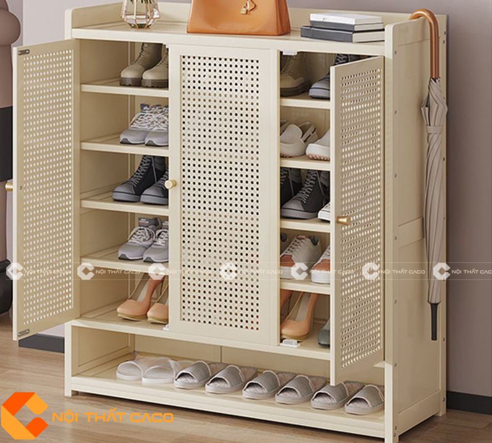 Tủ Giày Dép Gỗ Cao Su Ghép Phong Cách Bắc Âu Đẹp Bền -TG047 