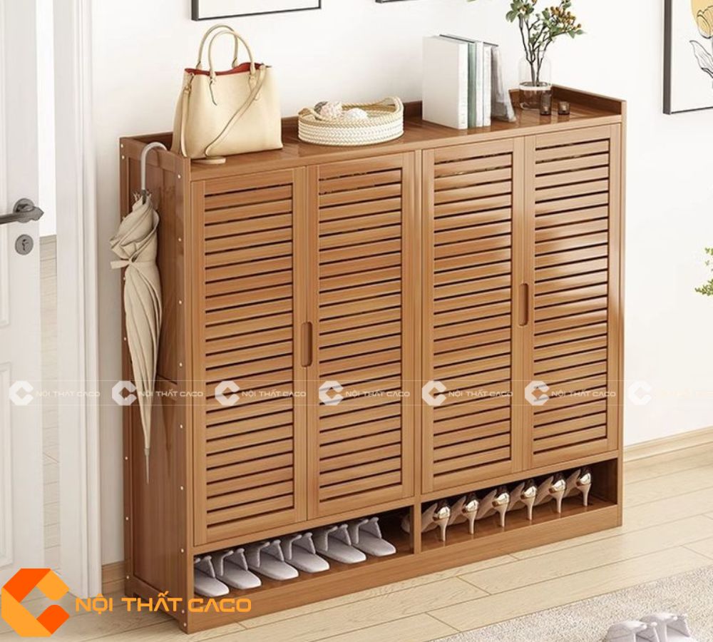 Tủ Giày Dép Gỗ Sồi Phủ Sơn Bền Đẹp Theo Thời Gian - TG049 