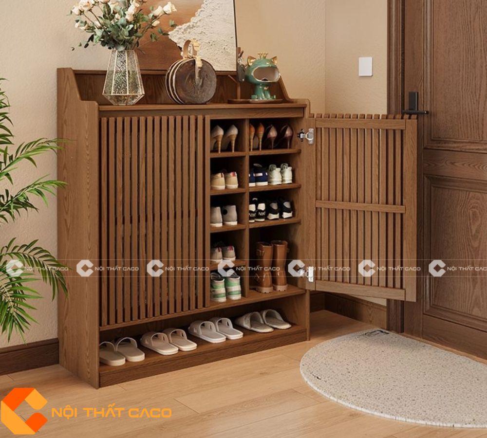 Tủ Giày Dép Gỗ Sồi Phủ Sơn Sang Trọng Và Tối Giản - TG048 