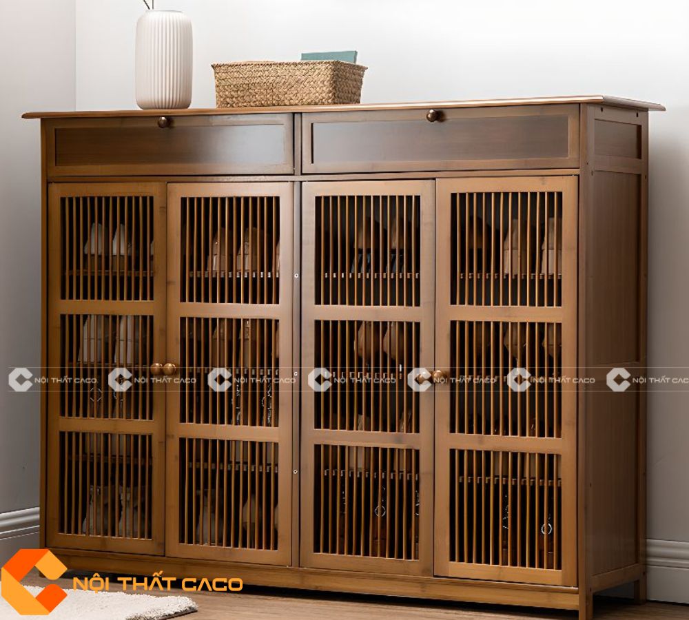 Tủ Giày Dép Gỗ Sồi Tự Nhiên Phong Cách Nhật Bản - TG055 