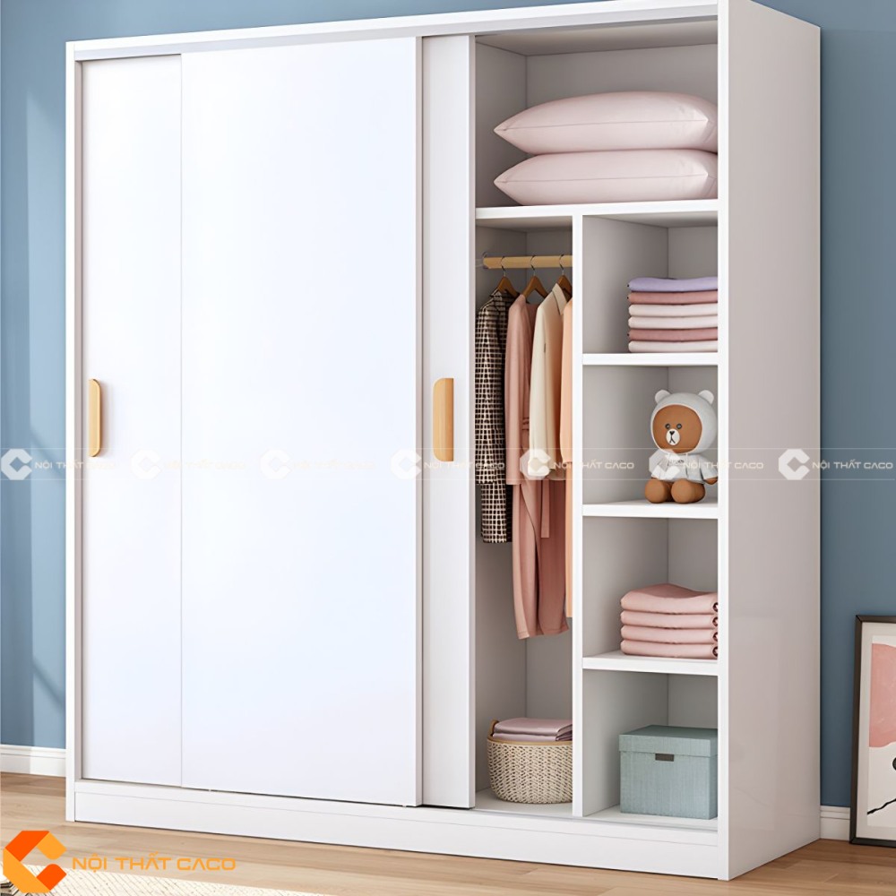 Tủ Quần Áo Cửa Lùa Gỗ MDF Phong Cách Nhật Bản Tối Ưu - TAL074 