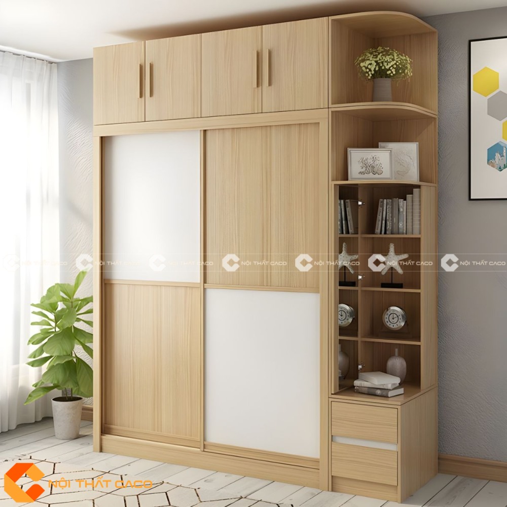 Tủ Quần Áo Cửa Lùa Gỗ MDF Phong Cách Tối Giản - TAL083 