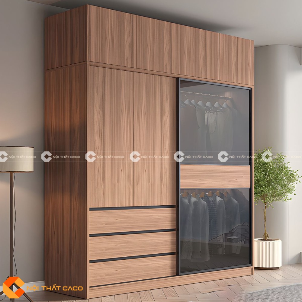 Tủ Quần Áo Cửa Lùa Gỗ MDF Thiết Kế Độc Đáo Phá Cách - TAL089 