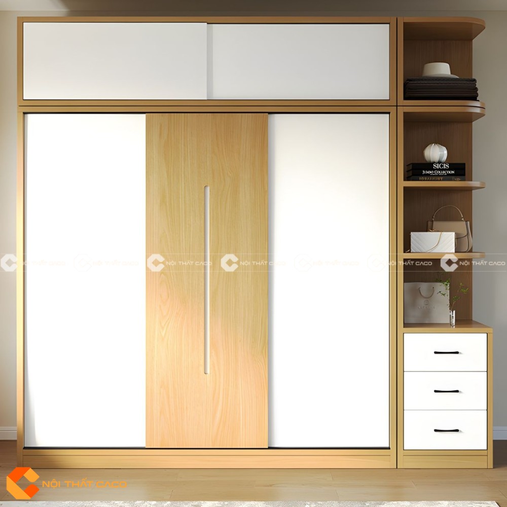 Tủ Quần Áo Cửa Lùa Tone Màu Tươi Sáng Trang Nhã - TAL099 