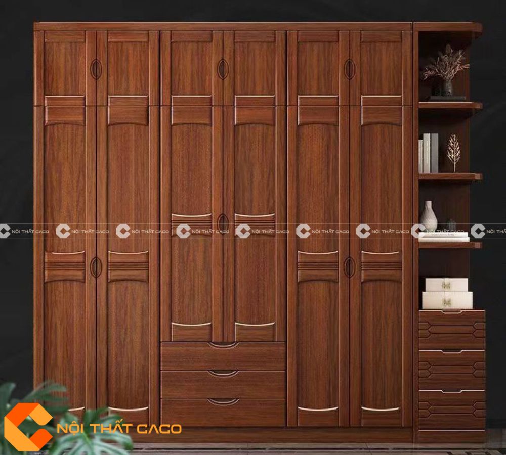 Tủ Quần Áo Gỗ Gõ Đỏ Tự Nhiên Thiết Kế Tinh Tế - TATN061 
