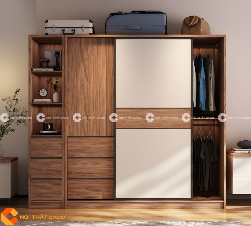 Tủ Quần Áo Gỗ MDF Cửa Lùa Phong Cách Hiện Đại Bền Bỉ - TAL072 