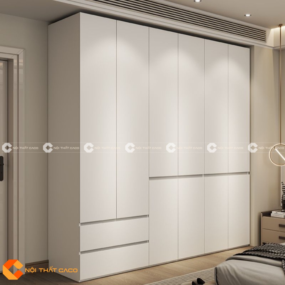 Tủ Quần Áo Gỗ MDF Màu Trắng Hiện Đại, Tinh Tế - TAM061 