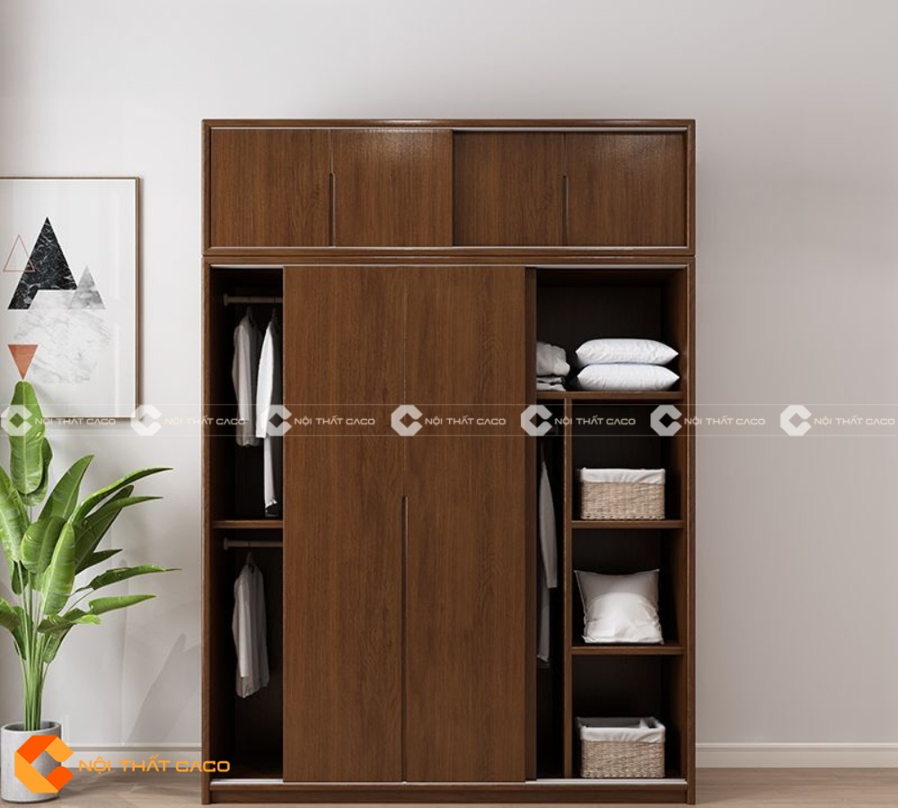 Tủ Quần Áo Gỗ MDF Phong Cách Cỗ Điển, Tone Nâu - TAM063 