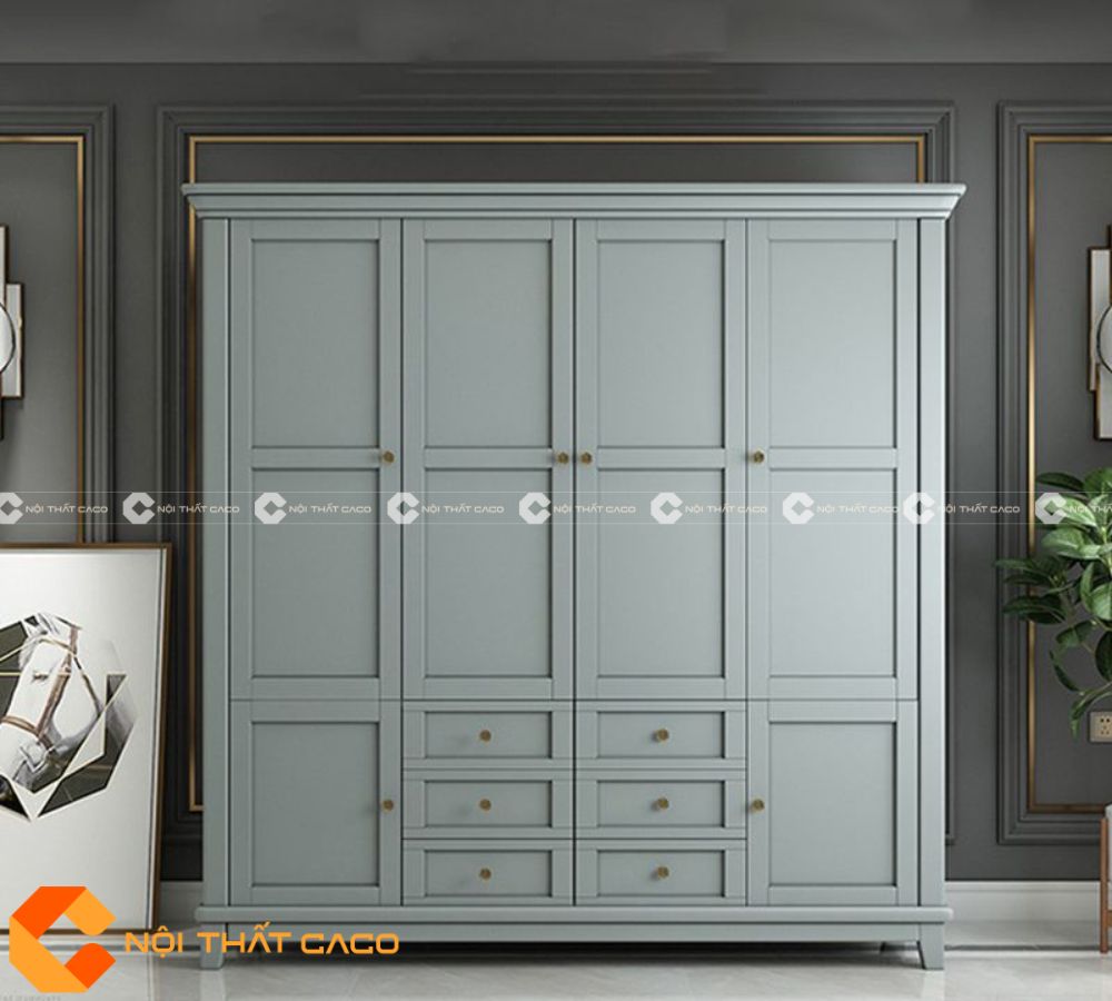 Tủ Quần Áo Gỗ Sồi Phủ Sơn Tự Nhiên Chất Lượng Cao - TATN059 