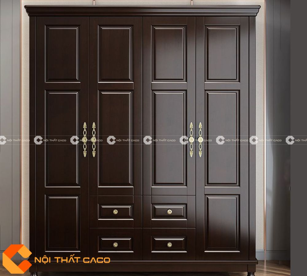 Tủ Quần Áo Gỗ Sồi Phủ Sơn Tự Nhiên Kiểu Tối Giản - TATN058 