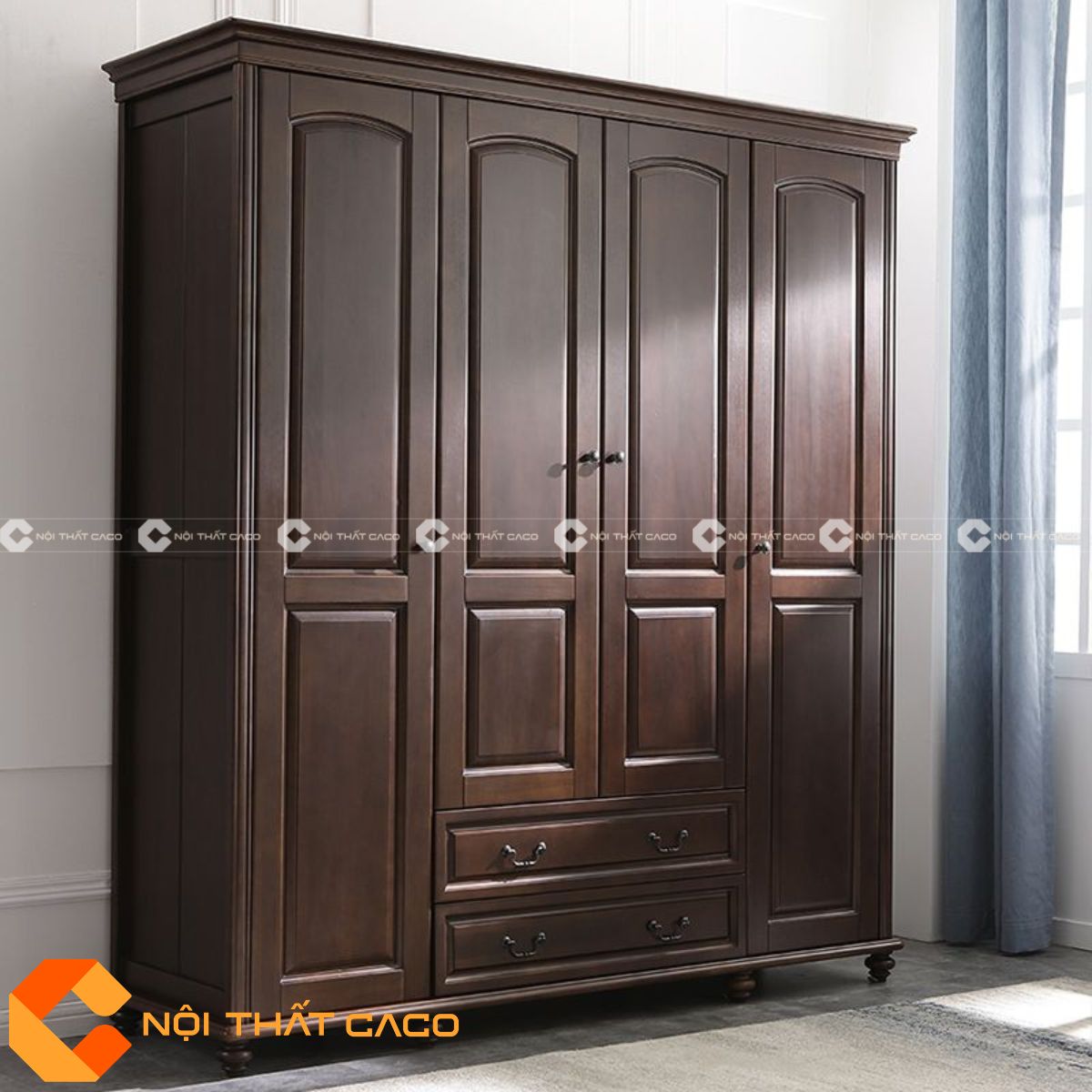 Tủ Quần Áo Gỗ Sồi Phủ Sơn Tự Nhiên Kiểu Tối Giản - TATN065 