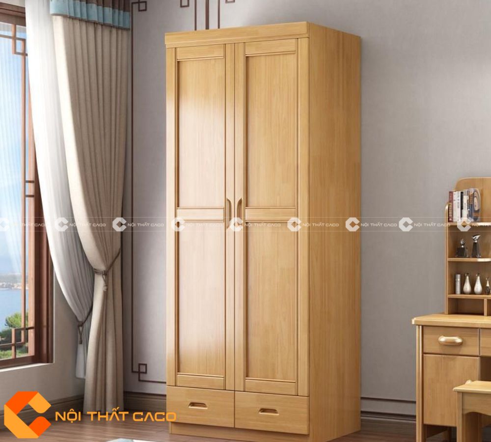 Tủ Quần Áo Gỗ Sồi Phủ Sơn Tự Nhiên Thanh Lịch - TATN053 