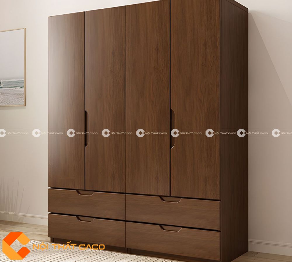 Tủ Quần Áo Gỗ Sồi Sơn Màu Óc Chó Tự Nhiên Tinh Tế - TATN040 
