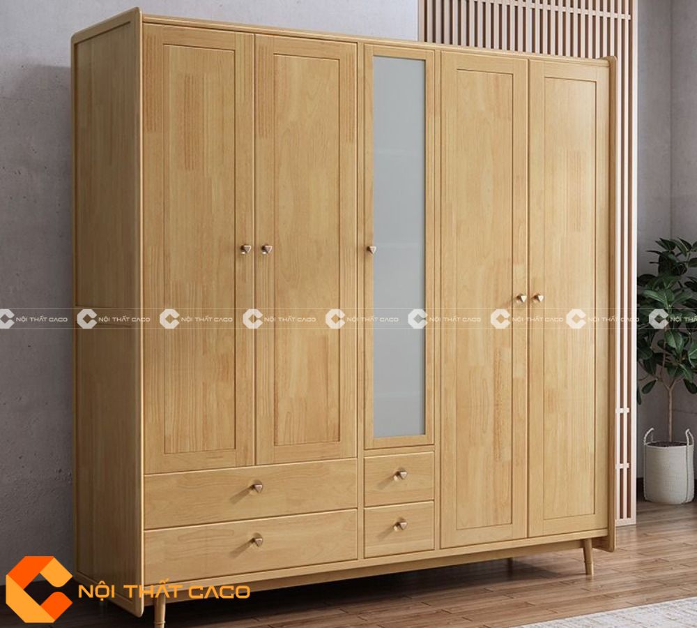 Tủ Quần Áo Gỗ Sồi Tự Nhiên Kiểu Dáng Sang Trọng - TATN037 