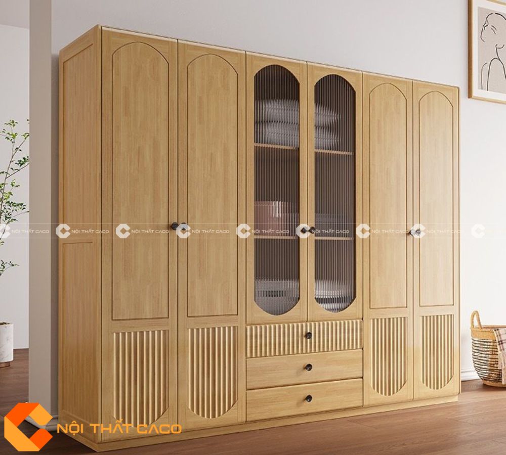 Tủ Quần Áo Gỗ Sồi Tự Nhiên Phủ Sơn Phong Cách Mới - TATN060 