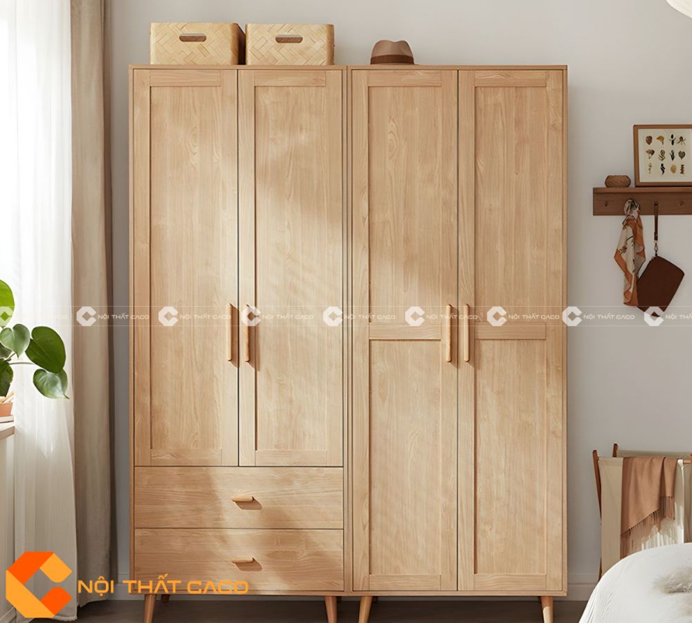 Tủ Quần Áo Gỗ Sồi Tự Nhiên Thiết Kế Thanh Lịch - TATN041 