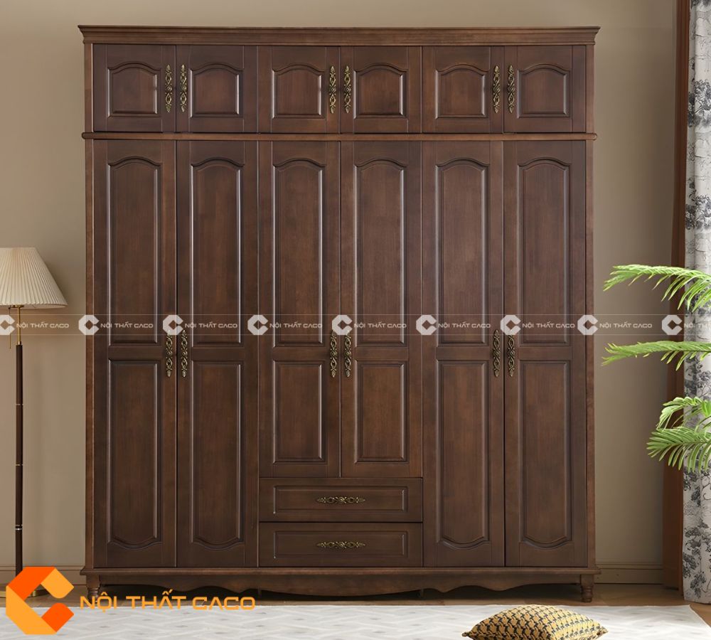  Tủ Quần Áo Gỗ Sồi Tự Nhiên Vân Màu Nâu Mộc Mạc - TATN066 
