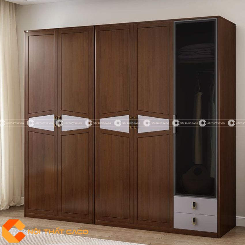 Tủ Quần Áo Gỗ Sồi Phủ Sơn Tự Nhiên Thiết Kế Tối Ưu - TATN034 